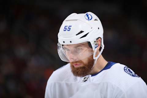 Braydon Coburn #55 of the Tampa Bay Lightning. (Photo by Christian Petersen/Getty Images)