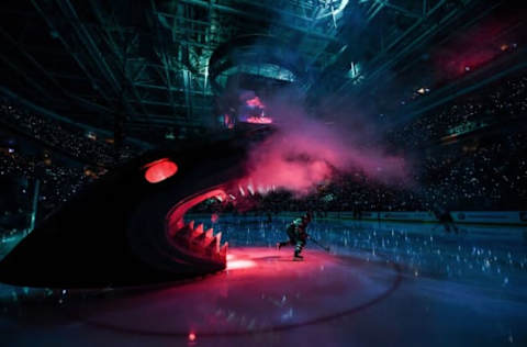 SAN JOSE, CA – MAY 11: Erik Karlsson #65 of the San Jose Sharks takes the ice against the St. Louis Blues in Game One of the Western Conference Final during the 2019 NHL Stanley Cup Playoffs at SAP Center on May 11, 2019 in San Jose, California (Photo by Brandon Magnus/NHLI via Getty Images)