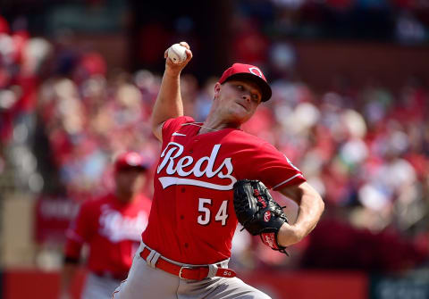 Sep 12, 2021; St. Louis, Missouri, USA; Cincinnati Reds starting pitcher Sonny Gray (54) pitches during the second inning against the St. Louis Cardinals at Busch Stadium. Mandatory Credit: Jeff Curry-USA TODAY Sports