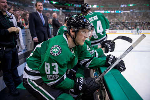 Mar 24, 2017; Dallas, TX, USA; Dallas Stars right wing Ales Hemsky (83) during the game against the San Jose Sharks at the American Airlines Center. The Stars defeat the Sharks 6-1. Mandatory Credit: Jerome Miron-USA TODAY Sports