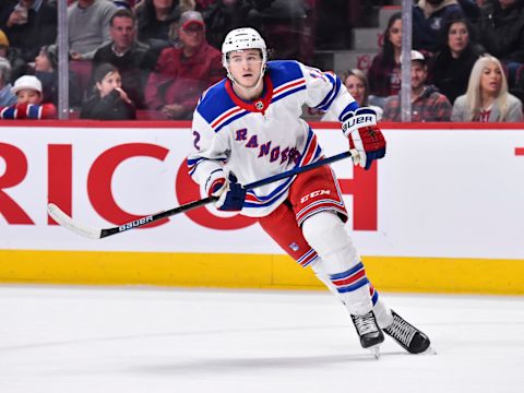 Julien Gauthier #12 of the New York Rangers (Photo by Minas Panagiotakis/Getty Images)