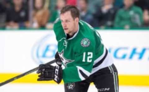 Oct 27, 2015; Dallas, TX, USA; Dallas Stars center Radek Faksa (12) skates against the Anaheim Ducks during the game at the American Airlines Center. The Stars defeat the Ducks 4-3. Mandatory Credit: Jerome Miron-USA TODAY Sports