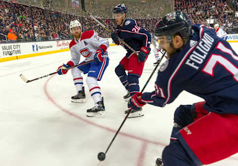 COLUMBUS, OH – MARCH 28: Columbus Blue Jackets Montreal Canadiens (Photo by Adam Lacy/Icon Sportswire via Getty Images)