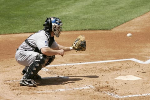 Gregg Zaun, Toronto Blue Jays (Photo by Brian Bahr/Getty Images)