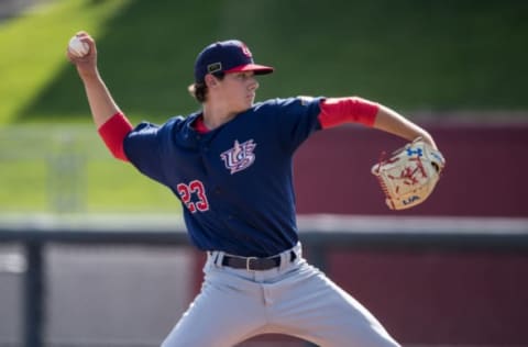 MINNEAPOLIS, MN- AUGUST 23: Cole Winn #23 of the USA Baseball 18U National Team during the national team trials on August 23, 2017 at Siebert Field in Minneapolis, Minnesota. (Photo by Brace Hemmelgarn/Getty Images)