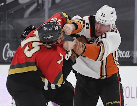 Ryan Reaves #75 of the Vegas Golden Knights and Nicolas Deslauriers #20 of the Anaheim Ducks (Photo by Ethan Miller/Getty Images)