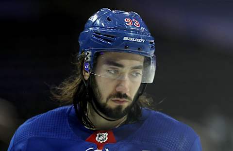 Mika Zibanejad #93 of the New York Rangers. (Photo by Elsa/Getty Images)