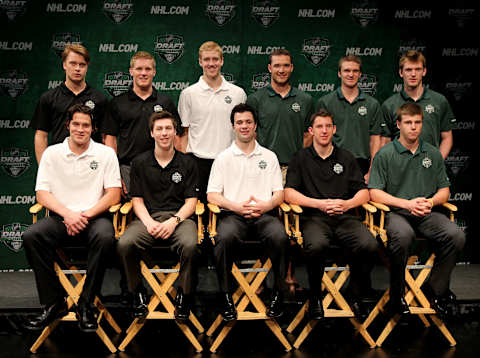 MINNEAPOLIS, MN – JUNE 23: Top draft prospects (back row L-R) Adam Larsson. (Photo by Nick Laham/Getty Images)