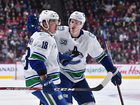 Jake Virtanen #18 of the Vancouver Canucks  (Photo by Minas Panagiotakis/Getty Images)