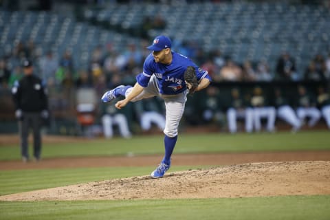 OAKLAND, CA – JULY 30: Marco Estrada #25 of the Toronto Blue Jays pitches during the game against the Oakland Athletics at the Oakland Alameda Coliseum on July 30, 2018 in Oakland, California. The Athletics defeated the Blue Jays 10-1. (Photo by Michael Zagaris/Oakland Athletics/Getty Images)