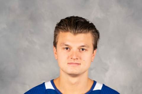 TORONTO, CANADA – SEPTEMBER 12: Teemu Kivihalme of the Toronto Maple Leafs poses for his official headshot for the 2019-2020 season on September 12, 2019 at Ford Performance Centre in Toronto, Ontario, Canada. (Photo by Mark Blinch/NHLI via Getty Images)