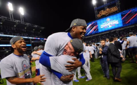 Aroldis Chapman celebrates the Cubs’ 2016 World Series win. Ken Blaze-USA TODAY Sports