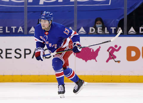 Alexis Lafreniere #13 of the New York Rangers. (Photo by Bruce Bennett/Getty Images)