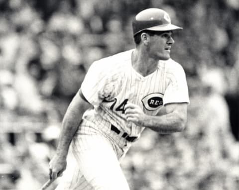 Unknown date; Cincinnati, OH; USA; FILE PHOTO; Cincinnati Reds infielder Pete Rose in action at Crosley Field. Mandatory Credit: Malcolm Emmons-USA TODAY Sports