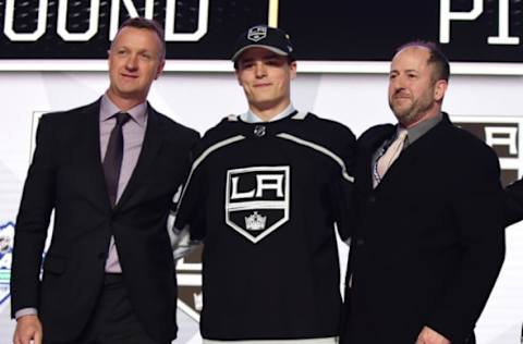 Jun 21, 2019; Vancouver, BC, Canada; Alex Turcotte poses for a photo after being selected as the number five overall pick to the Los Angeles Kings in the first round of the 2019 NHL Draft at Rogers Arena. Mandatory Credit: Anne-Marie Sorvin-USA TODAY Sports