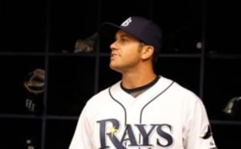 Apr 6, 2015; St. Petersburg, FL, USA; Tampa Bay Rays third baseman Evan Longoria (3) had just turned 23 years old two weeks prior to the 2008 World Series. He would be named the AL Rookie of the Year that season. Mandatory Credit: Kim Klement-USA TODAY Sports