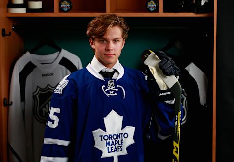 SUNRISE, FL – JUNE 27: Jesper Lindgren poses for a portrait after being selected 95th overall by the Toronto Maple Leafs during the 2015 NHL Draft at BB