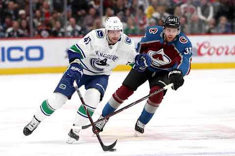 Sven Baertschi #47 of the Vancouver Canucks (Photo by Matthew Stockman/Getty Images)