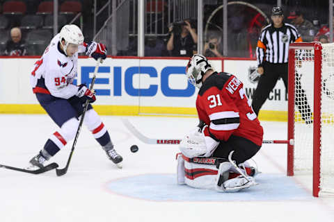 Washington Capitals center Damien Riat (94). Mandatory Credit: Ed Mulholland-USA TODAY Sports