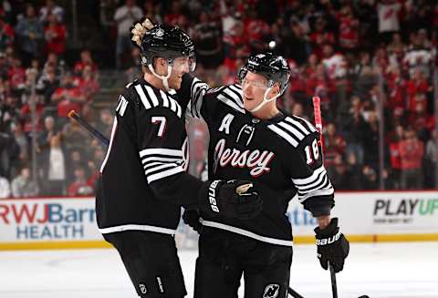 Dougie Hamilton & Ondrej Palat of the New Jersey Devils. (Photo by Elsa/Getty Images)