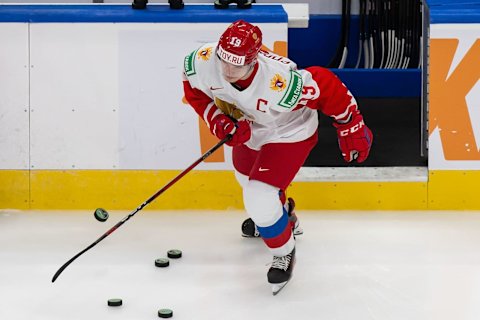 Vasili Podkolzin #19 of Russia. (Photo by Codie McLachlan/Getty Images)