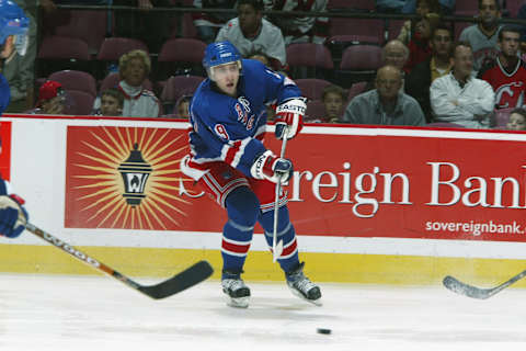 2002 -Center Roman Lyashenko #19 of the New York Rangers. (Photo by Al Bello/Getty Images/NHLI)