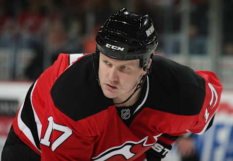 Ilkka Pikkarainen #17 of the New Jersey Devils. (Photo by Bruce Bennett/Getty Images)