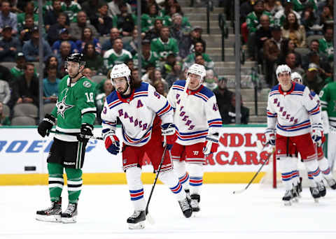 Mika Zibanejad of the New York Rangers celebrates his goal (Photo by Ronald Martinez/Getty Images)