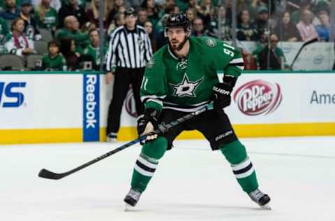 Nov 3, 2016; Dallas, TX, USA; Dallas Stars center Tyler Seguin (91) skates against the St. Louis Blues during the game at the American Airlines Center. The Stars beat the Blues 6-2. Mandatory Credit: Jerome Miron-USA TODAY Sports