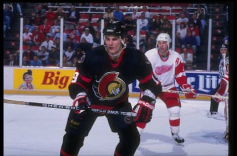 Nov 1993: Center Alexei Yashin of the Ottawa Senators looks on during a game against the Detroit Red Wings at Joe Louis Arena in Detroit, Michigan. Mandatory Credit: Rick Stewart /Allsport