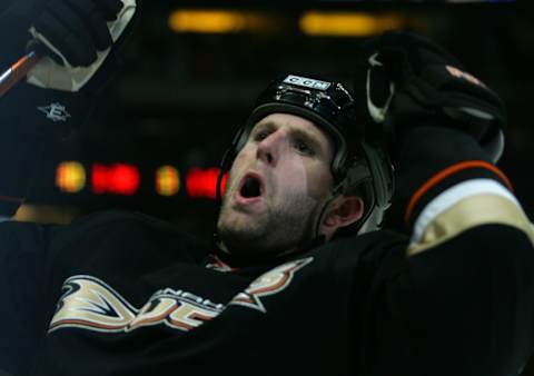 Ryan Whitney of the Anaheim Ducks. (Photo by Victor Decolongon/Getty Images)