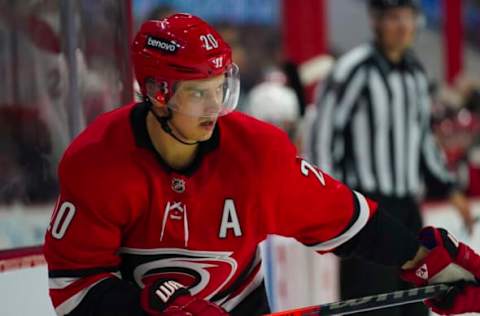 Sebastian Aho #20, Carolina Hurricanes Mandatory Credit: James Guillory-USA TODAY Sports