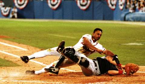 Lonnie Smith of the 1991 Atlanta Braves. (Photo by Ron Vesely/MLB Photos via Getty Images)