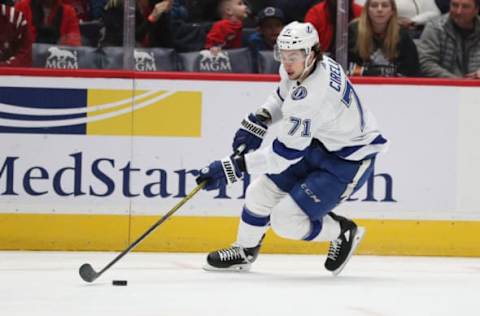 WASHINGTON, DC – NOVEMBER 29: Tampa Bay Lightning, #71 Anthony Cirelli. (Photo by Patrick Smith/Getty Images)