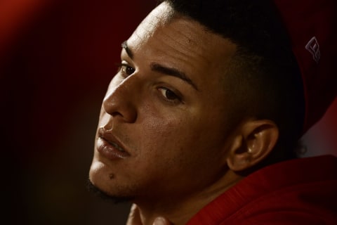 NEW YORK, NY – SEPTEMBER 09: Luis Castillo #58 of the Cincinnati Reds looks on from the dugout during the second inning against the New York Mets at Citi Field on September 9, 2017, in the Flushing neighborhood of the Queens borough of New York City. (Photo by Corey Perrine/Getty Images)