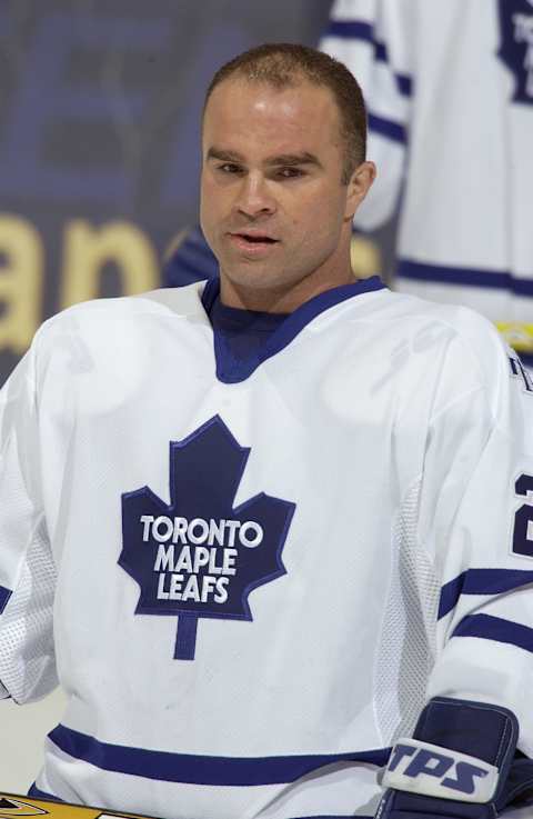 WASHINGTON – JANUARY 21: Tie Domi #28 of the Toronto Maple Leafs. (Photo by Mitchell Layton/Getty Images)