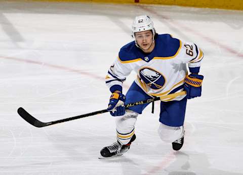 Brandon Montour #62 of the Buffalo Sabres. (Photo by Elsa/Getty Images)