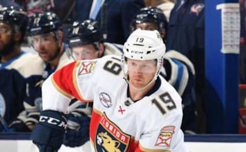 COLUMBUS, OH – NOVEMBER 15: Mike Matheson #19 of the Florida Panthers skates against the Columbus Blue Jackets on November 15, 2018 at Nationwide Arena in Columbus, Ohio. (Photo by Jamie Sabau/NHLI via Getty Images)