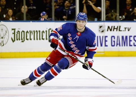 Kaapo Kakko #45 of the New York Rangers skates. (Photo by Bruce Bennett/Getty Images)