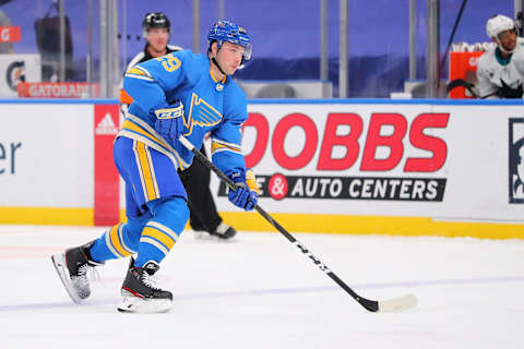 Vince Dunn #29 of the St. Louis Blues. (Photo by Dilip Vishwanat/Getty Images)