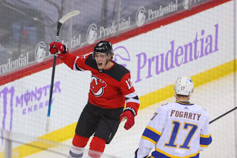 New Jersey Devils right wing Tyce Thompson (12): Ed Mulholland-USA TODAY Sports