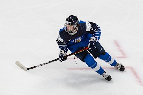 EDMONTON, AB – DECEMBER 25: Brad Lambert #33 of Finland skates against Germany during the 2021 IIHF World Junior Championship at Rogers Place on December 25, 2020 in Edmonton, Canada. (Photo by Codie McLachlan/Getty Images)