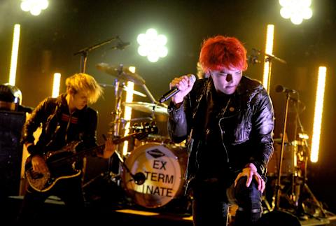 Mikey Way (L) and Gerard Way of My Chemical Romance. (Photo by Tim Mosenfelder/Corbis via Getty Images)