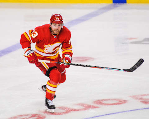 Sam Bennett #93 of the Calgary Flames. (Photo by Derek Leung/Getty Images)