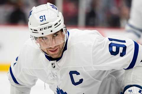 Captain John Tavares #91 of the Toronto Maple Leafs (Photo by Scott Taetsch/Getty Images)