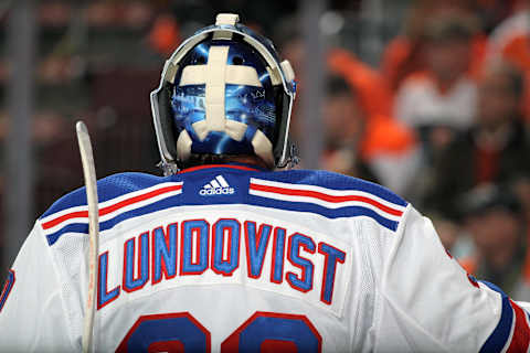 PHILADELPHIA, PA – APRIL 07: A view of Henrik Lundqvist