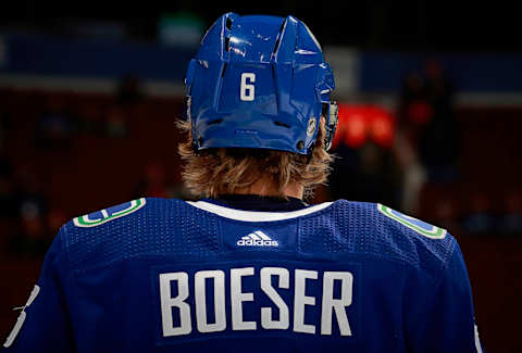 Brock Boeser #6 of the Vancouver Canucks  (Photo by Jeff Vinnick/NHLI via Getty Images)