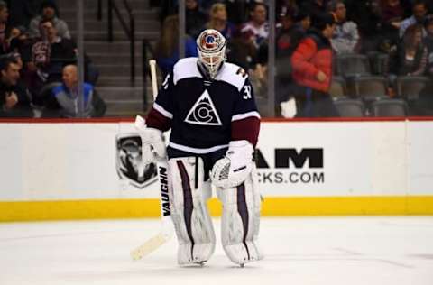 NHL Trade Rumors: Colorado Avalanche goalie Calvin Pickard (31) reacts following a timeout to review the sixth goal scored in the third period against the New York Rangers at Pepsi Center. The Rangers defeated the Avalanche 6-2. Mandatory Credit: Ron Chenoy-USA TODAY Sports