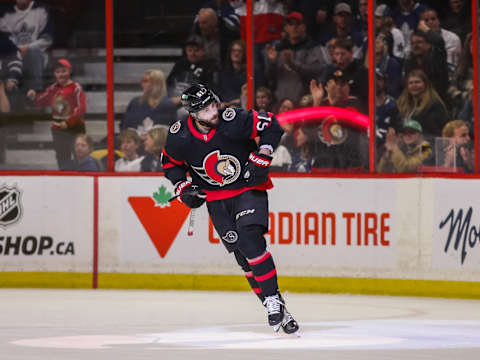 OTTAWA, CANADA – MARCH 18: Derick Brassard #61 of the Ottawa Senators skates against the Toronto Maple Leafs at Canadian Tire Centre on March 18, 2023, in Ottawa, Ontario, Canada. (Photo by Chris Tanouye/Freestyle Photography/Getty Images)