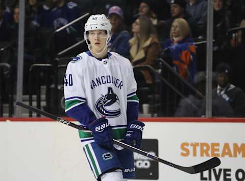 Elias Pettersson #40 of the Vancouver Canucks. (Photo by Bruce Bennett/Getty Images)